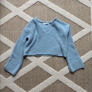 Altar'd State Blue Knit Cropped Blouse